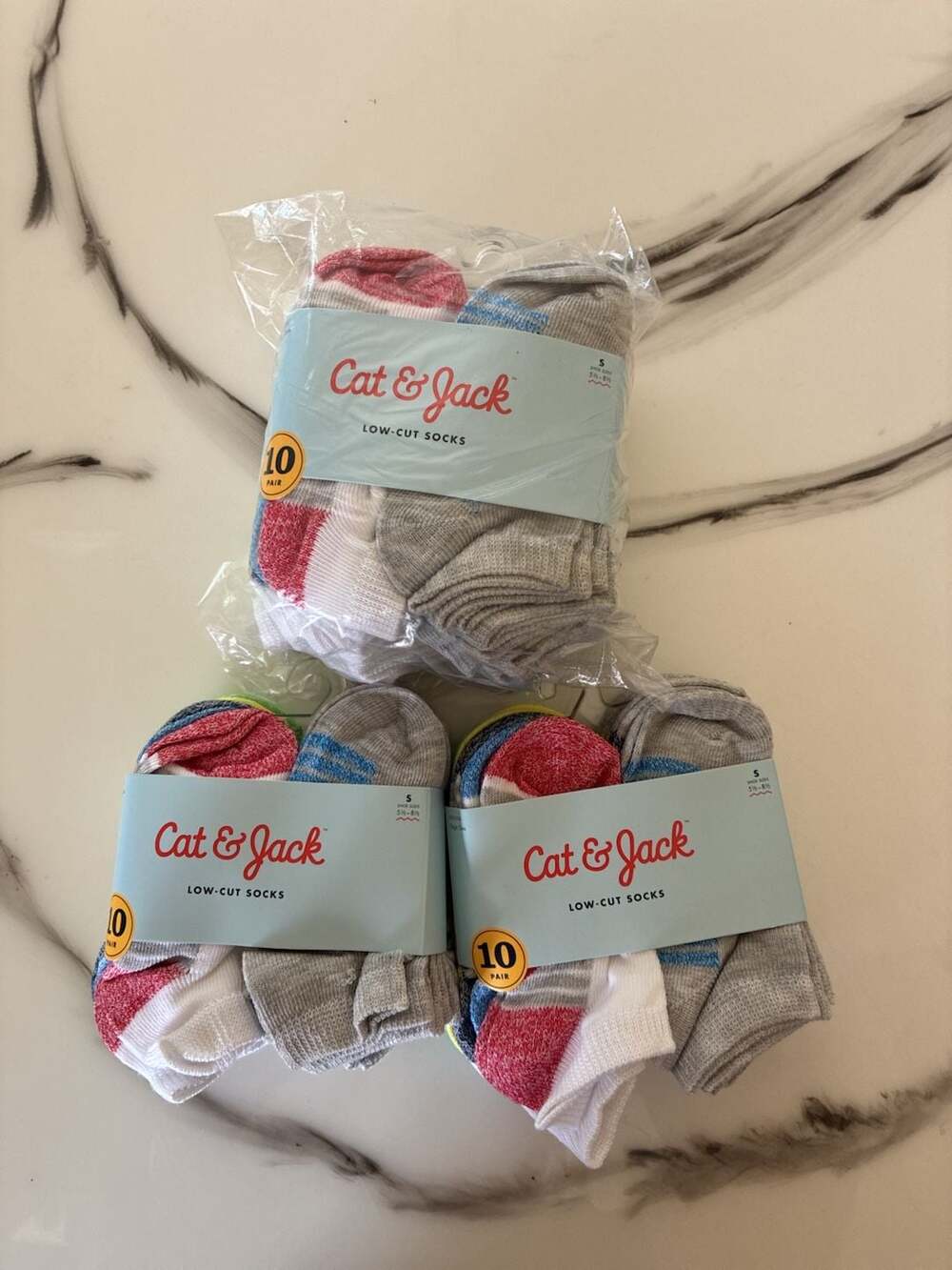 Bundle Cat & Jack Kids 4 of 10-Pack Low-Cut Socks Size Small (5.5-8.5) Unisex